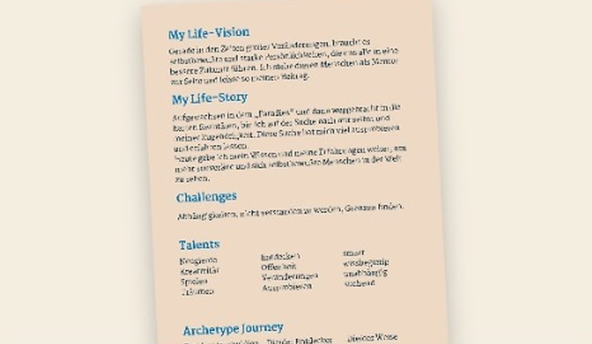 Ein ausgefülltes Life-Sheet